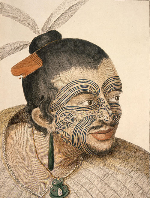 Ilustración de un maorí