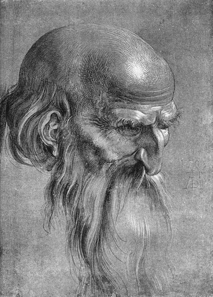 Head of an Apostle Looking Downward. Durero Imagen de dominio público vía Wikimedia Commons