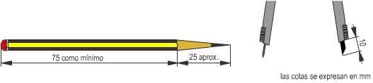 Lápiz y punta del compás afilados