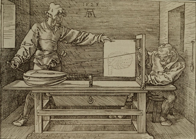 Alberto Durero, hombre dibujando un laúd.