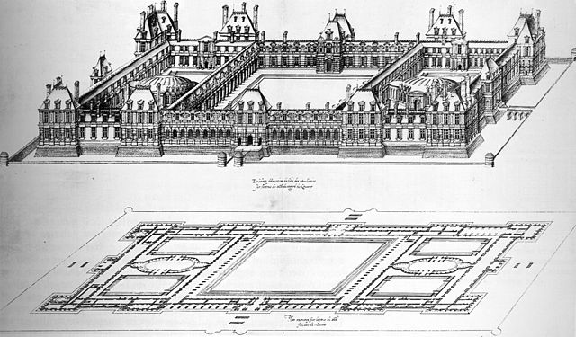 Jacques Androuet du Cerceau, proyecto para la ampliación de las Tullerías dibujo