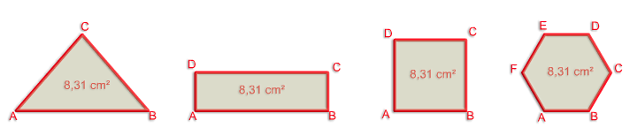 Imagen de varios polígonos con igual área