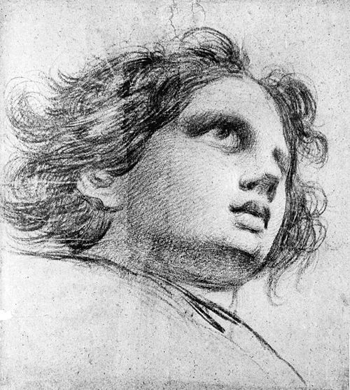 Boceto de cabeza de ángel para fresco en la basílica del Pilar realizado por Goya