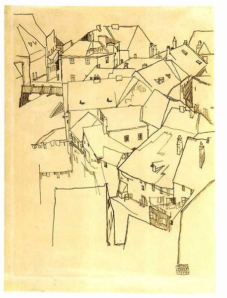 Barrio en Krumau. Egon Schiele