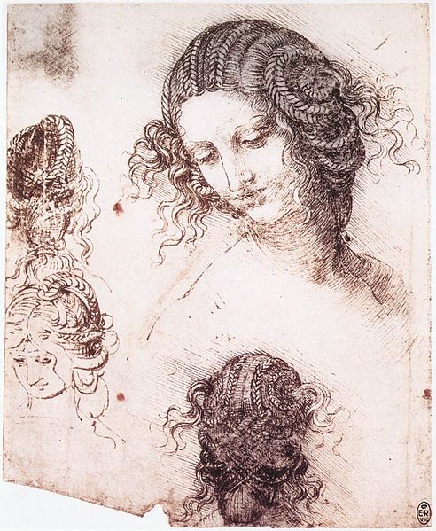 Boceto de la cabeza de Leda. Leonardo Da vinci