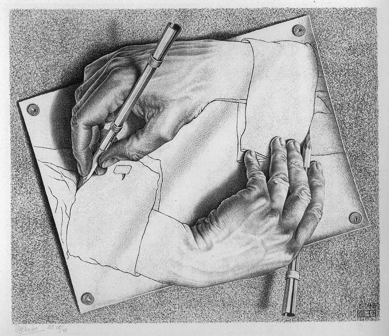 Manos dibujando. Escher