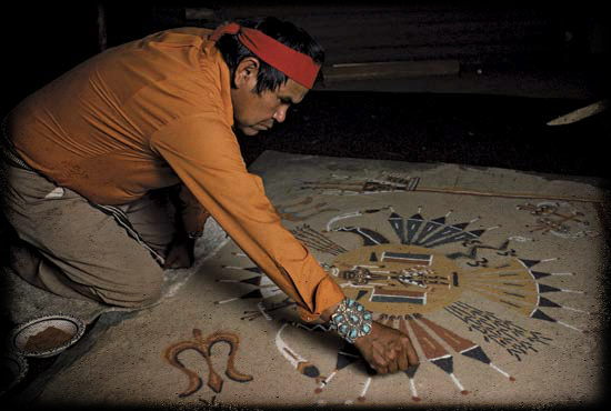 Dibujo y ritual Indio Navajo