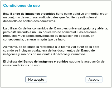 licencia del Banco de imágenes y sonidos del ITE